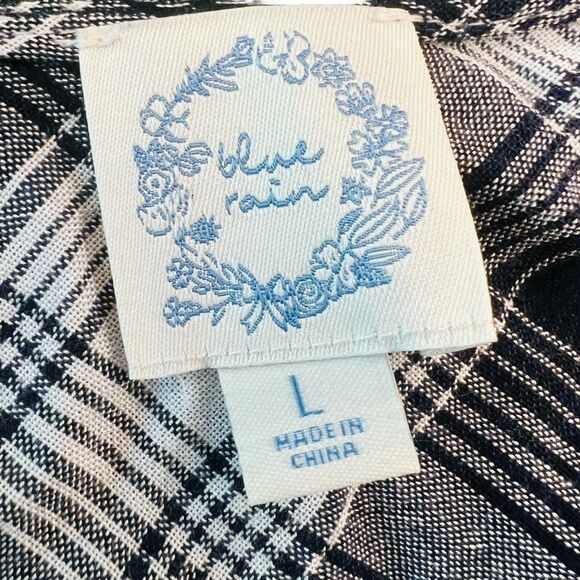 Blue Rain Crop Top L Black White Rouched Boho Y2K Grunge Punk Festival Concert - Picture 4 of 11